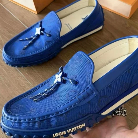 Louis Vuitton Men’s Royal Blue Monogram Driving Loafers - Picture 5 of 8